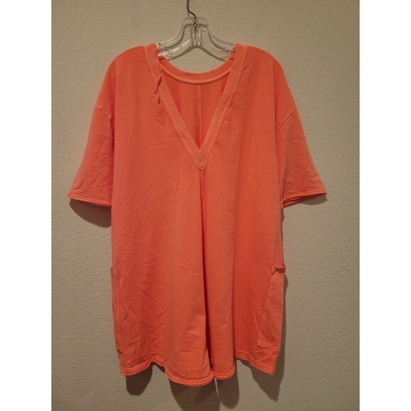 NWOT Free People Movement Hot Shot Tee Romper Neon Coral Small Oversize - Picture 4 of 9